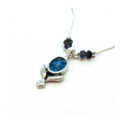 Michal Kirat Blue Lolite Beads Neckl כסף... | שרשראות זכוכית רומית